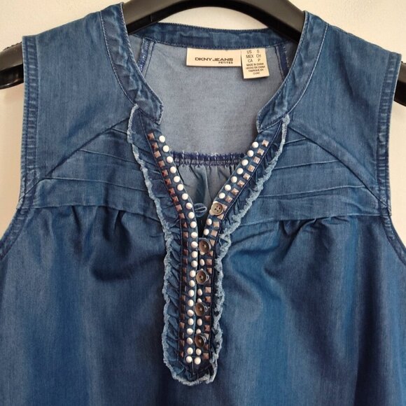 Ladies SZ PS DKNY Jeans Sleeveless Denim Top - Picture 2 of 4